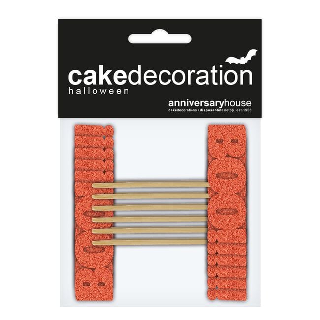 Halloween Boo Glitter Red 12 Cupcake Toppers