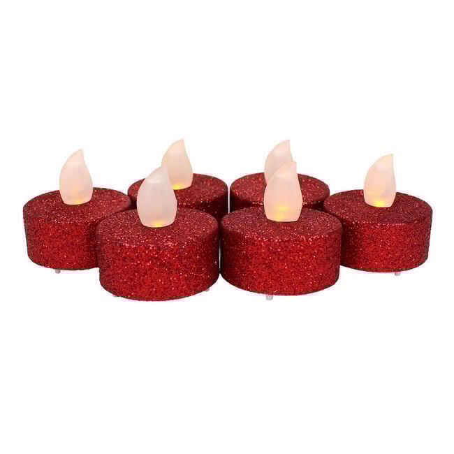 6 Glitter LED Tea Light Candles