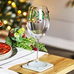 The Jolly Sleigh Holly Leaves Berries Wine Glass