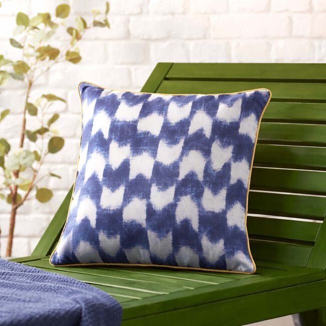 Indoor Outdoor Tie Dye Beat Navy Cushion