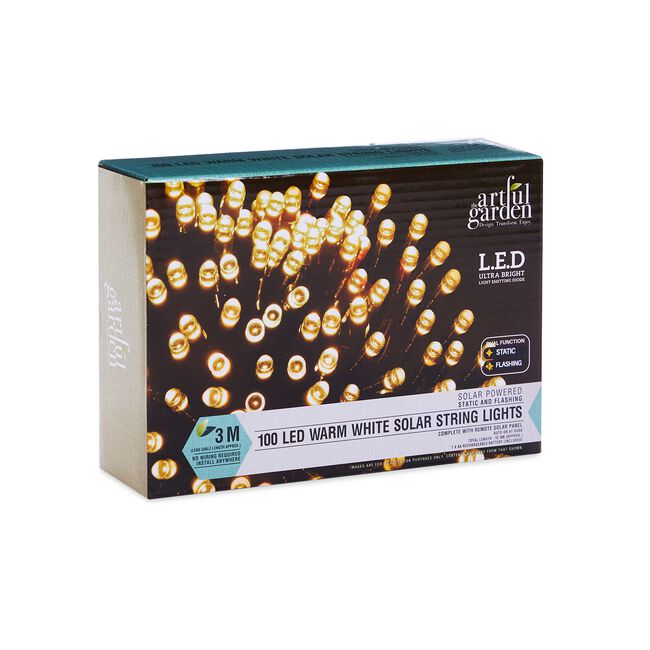 100 LED Warm White Garden Solar String Lights