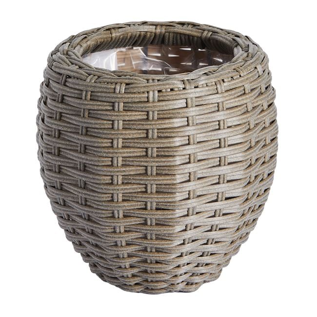 WICKER Small Round Plant Pot Grey