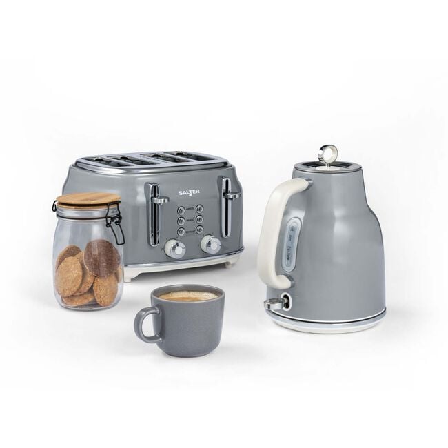 SALTER RETRO GREY 1.7L Rapid Boil Kettle
