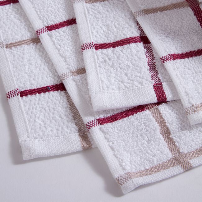 Multi Check Tea Towel - Berry