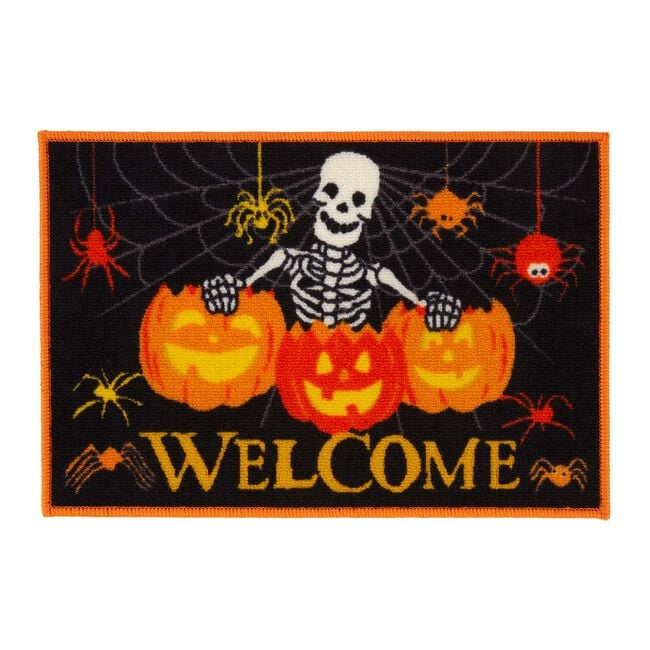 Skeleton & Pumpkin Doormat 40cm x 60cm