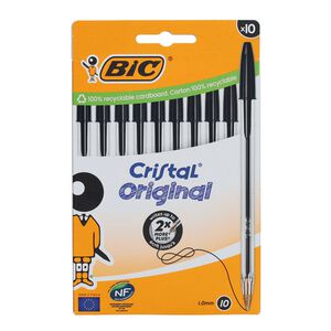Bic Cristal Ballpoint Black Pens 10 Pack