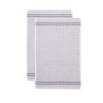 Mono Check Tea Towels 2 Pack - Dove Grey