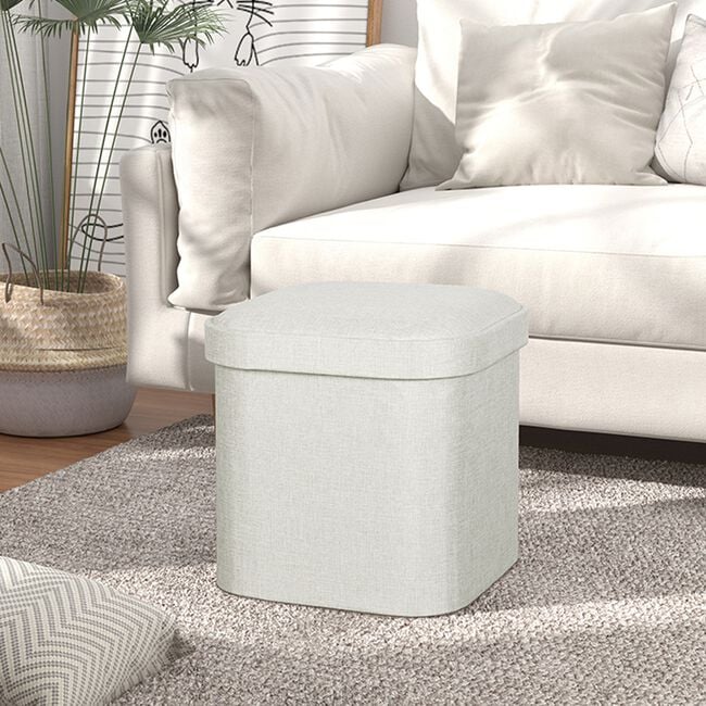 OVAL LINEN FOLDABLE SMALL Natural Ottoman