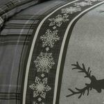 SINGLE DUVET COVER Brushed Cotton Snowflurry Check Stag
