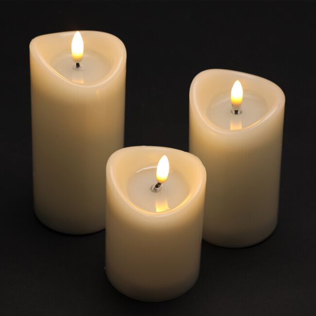 LED Pillar Candle - Set of 3