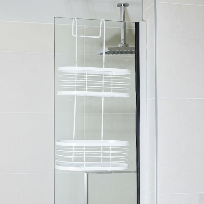 CAUSEWAY BAY TWO TIER OVAL White Hanging Shower Caddy