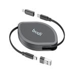 Budi Black 4 in 1 Retractable Charger & Sync Cable