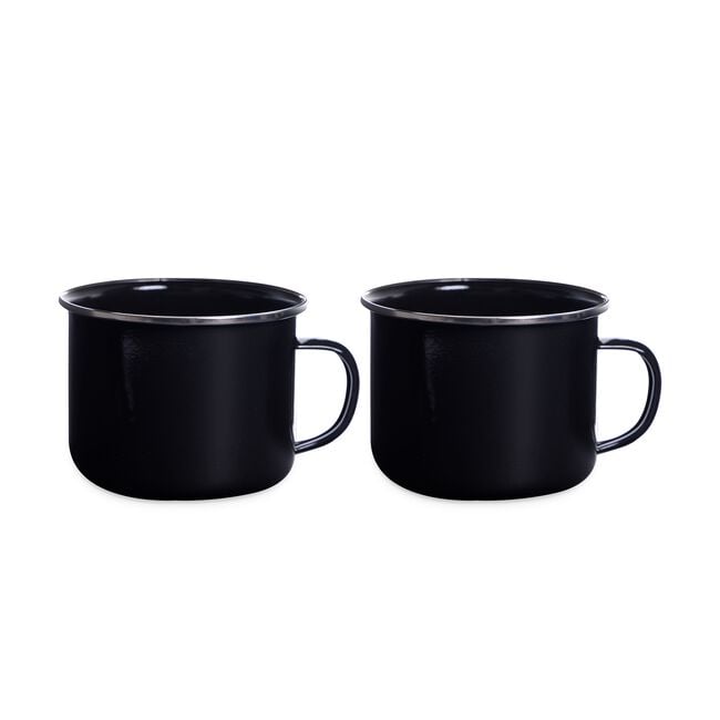 2 Black Camping Mugs