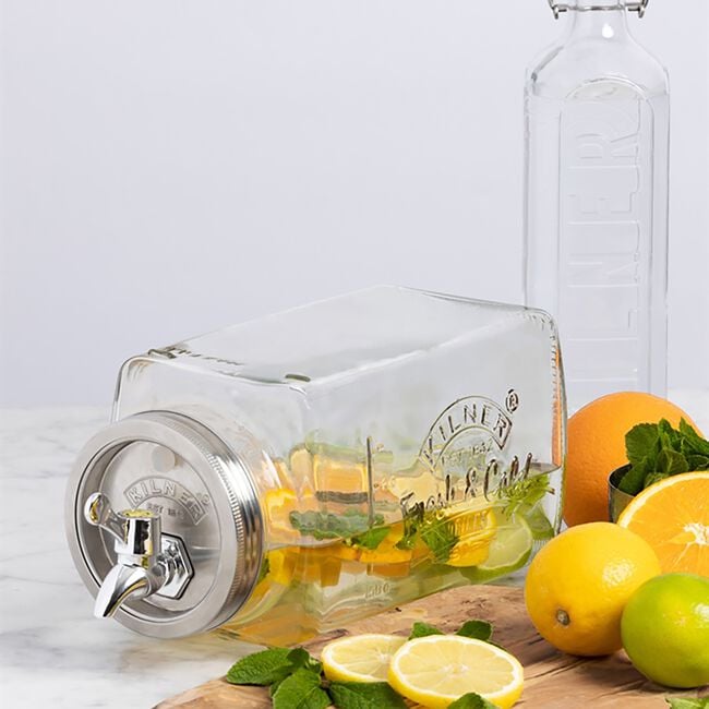 Kilner 3L Square Glass Fridge Drink Dispenser