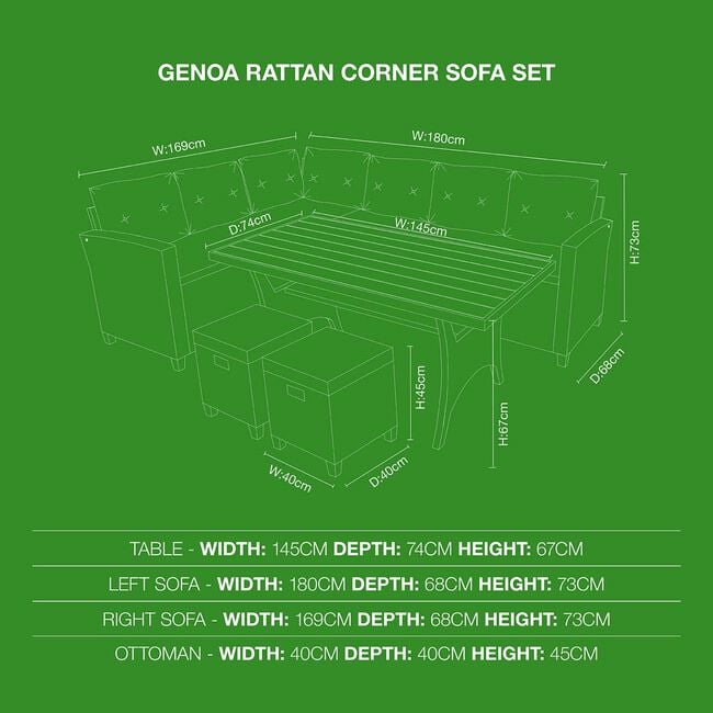 Genoa Rattan Corner Sofa Set