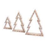 Set of 3 Light Up Wooden Christmas Tree
