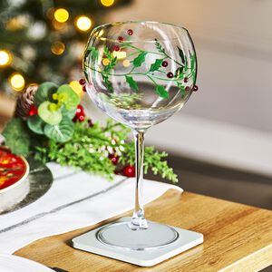 Holly Leaves & Berry Gin Glass