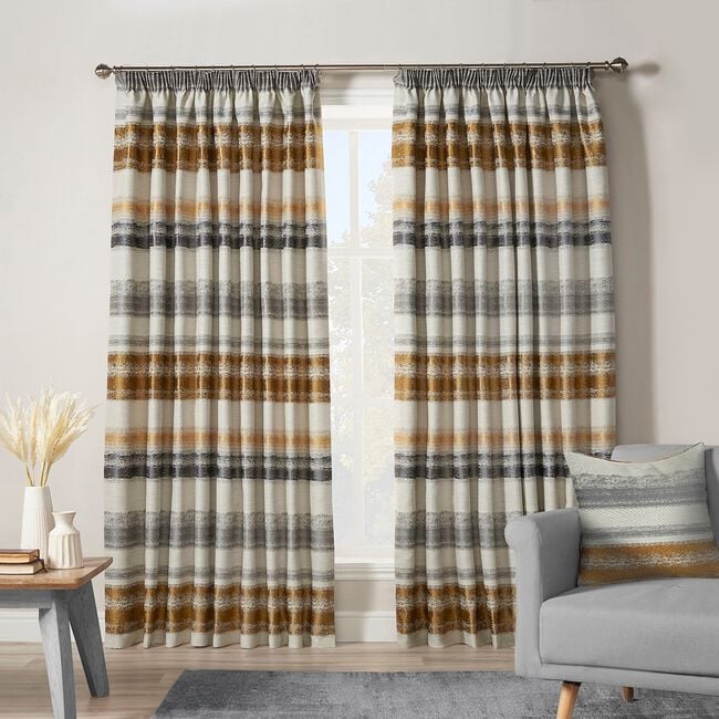 PENCIL PLEAT TRIBECA STRIPE GREY 66X54 Curtain