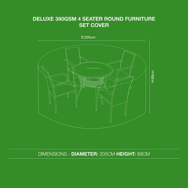 Deluxe 380GSM 4 Seater Round Furniture Set Cover 