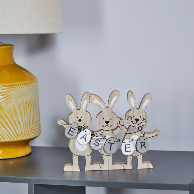 3 Rabbits with Easter Ornament 