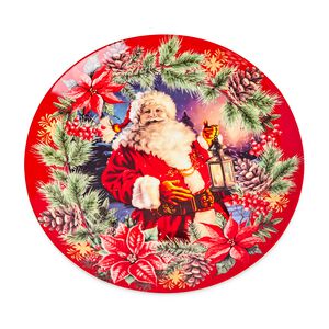 Love Christmas Santa & Poinsettia Large Plate