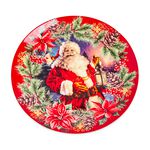 Love Christmas Santa & Poinsettia Large Plate