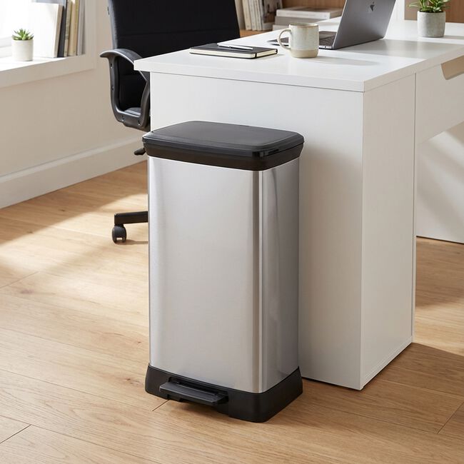 Curver Deco 50L Silver Metal Pedal Bin