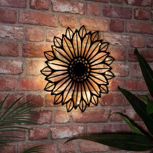 LED Solar Metal Flower Garden Wall Art