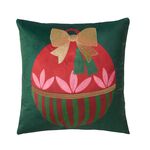 Embroidered Bauble Cushion 45cm x 45cm - Green