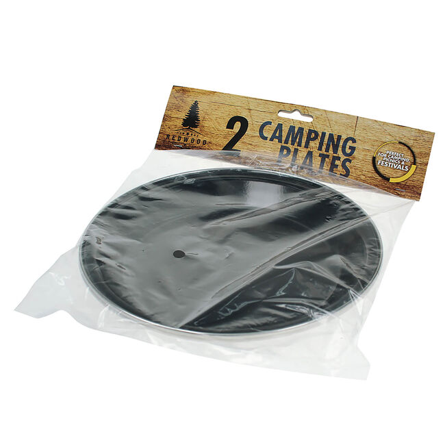 2 Black Camping Plates