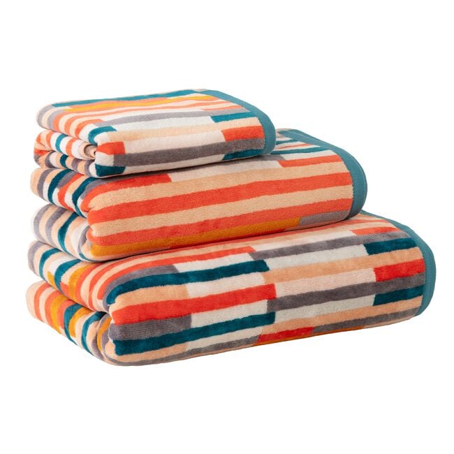 GEO STRIPE TEAL Hand Towel