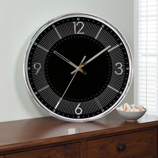 NOVA 30cm BLACK Wall Clock 