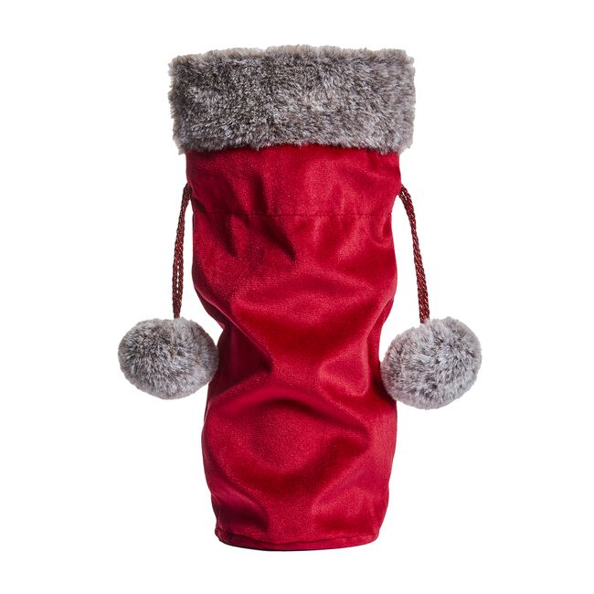 Wine Bottle Faux Fur Gift Bag