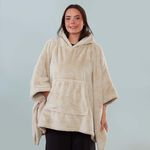 NICOLE DAY FAUX FUR HOODIE BLANKET Natural 