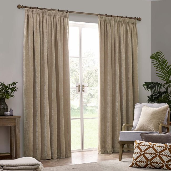 YARD PENCIL PLEAT CHENILLE NATURAL  66x90 Curtain