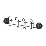 Black 4 Hook Rack with Suction Fix