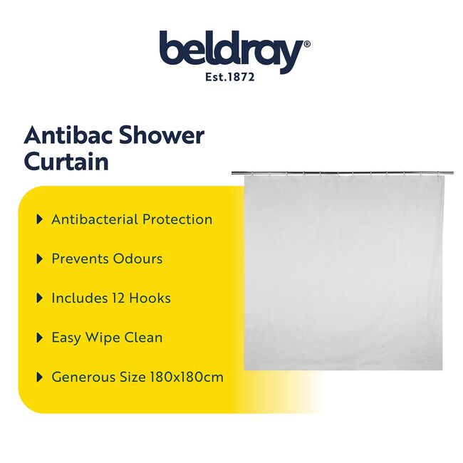 BELDRAY ANTIBAC PEVA WHITE Shower Curtain