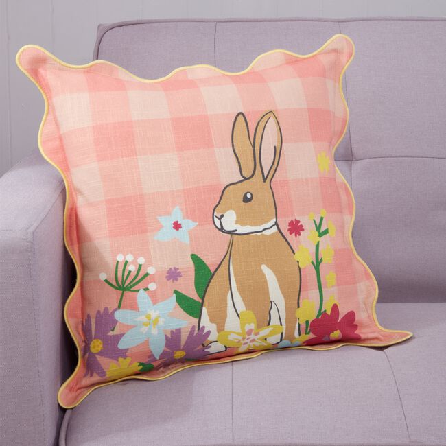 Blossom Lane Chequered Bunny Cushion 45cm x 45cm