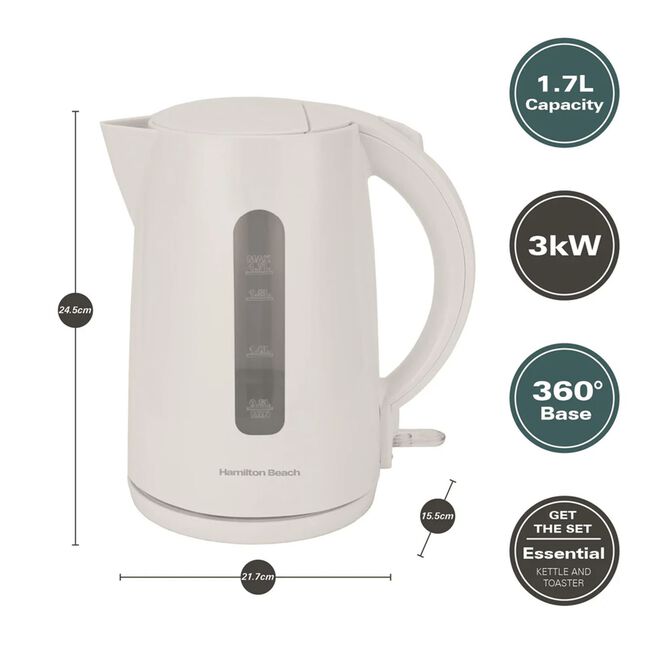 HAMILTON BEACH ESSENTIALS 1.7L WHITE Rapid Boil Kettle