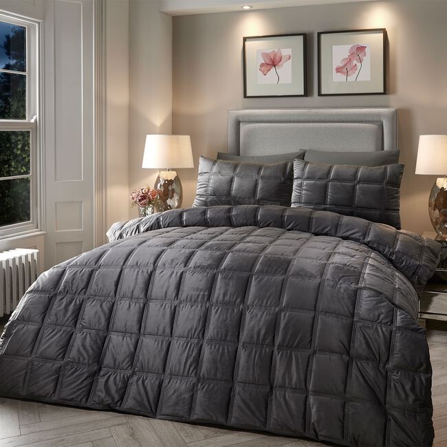 KING SIZE DUVET COVER Soiree Brighton Square Slate