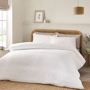 CATHERINE LANSFIELD SINGLE DUVET COVER Crinkle Seersucker White