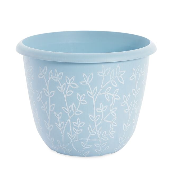 14" BLUE Floral Serenity Plant Pot