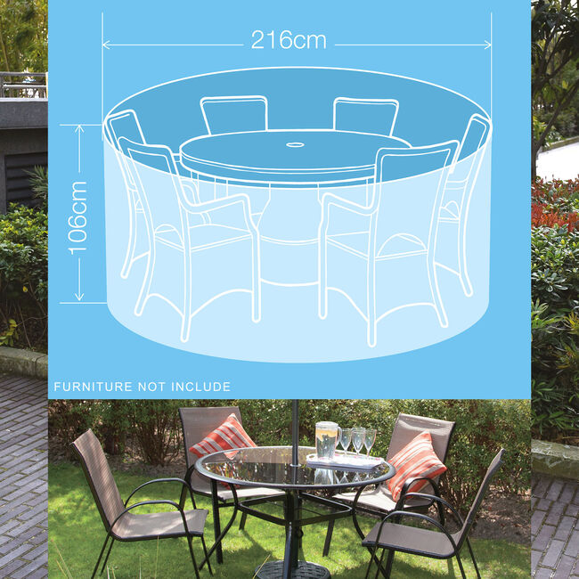 Deluxe 380GSM 6 Seater Round Furniture Set Cover 
