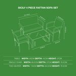 Sicily 4 Piece Rattan Sofa Set