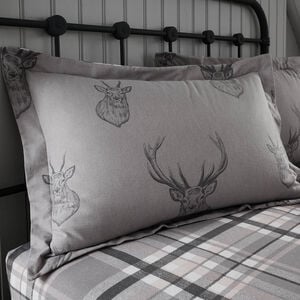 Brushed Cotton Stag Oxford Pillowcase Pair - Grey