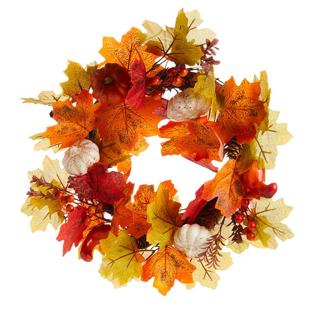 Autumn Leaf & Pumpkin Wreath