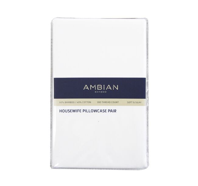300TC Bamboo/Cotton Housewife Pillowcase Pair - White