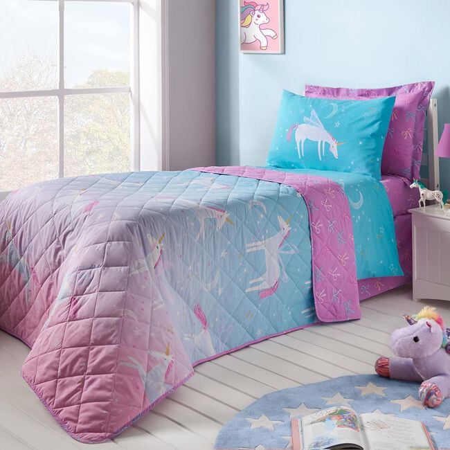 Unicorn Bows Bedspread 200cm x 220cm