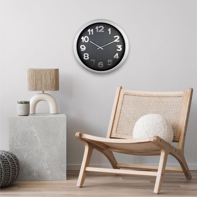 Black Modern Clock 16'' 