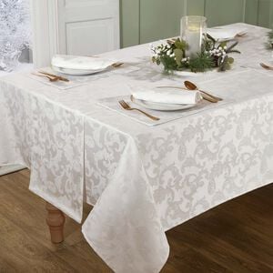 ELEGANCE DAMASK WHITE 160x183cm Table Cloth